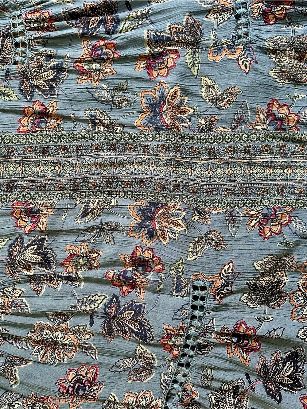 Angie Dusty Blue Floral Tie-back Keyhole Maxi Dress - Size Large - Picture 6 of 9
